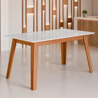 Mesa de Jantar com Vidro 6 Lugares Multimóveis CR50230 Cinamomo/Off White