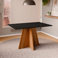 Mesa de Jantar com Vidro 4 Lugares Multimóveis CR50247 Cinamomo/Preto