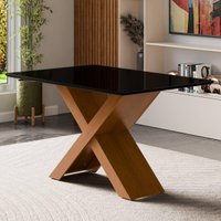 Mesa de Jantar com Vidro 4 Lugares Multimóveis CR50235 Cinamomo/Preto
