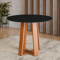 Mesa de Jantar Redonda com Vidro 4 Lugares Multimóveis CR50243 Cinamomo/Preto