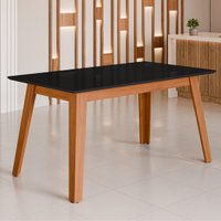 Mesa de Jantar com Vidro 6 Lugares Multimóveis CR50230 Cinamomo/Preto