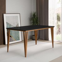 Mesa de Jantar com Vidro 6 Lugares Multimóveis CR50251 Imbuia/Preto