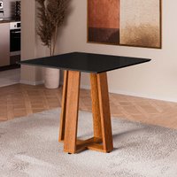 Mesa de Jantar Quadrada com Vidro 4 Lugares Multimóveis CR50239 Cinamomo/Preto