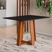 Mesa de Jantar com Vidro 4 Lugares Multimóveis CR50241 Cinamomo/Preto