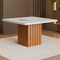 Mesa de Jantar Quadrada com Tampo Giratório 8 Lugares Multimóveis CR50231 Cinamomo/Off White
