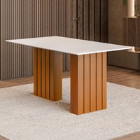 Mesa de Jantar com Vidro 6 Lugares Multimóveis CR50233 Cinamomo/Off White