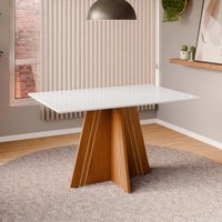 Mesa de Jantar com Vidro 4 Lugares Multimóveis CR50247 Cinamomo/Off White