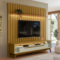 Rack com Painel para TV Até 70 Polegadas Tormalina 2 Portas 1 Prateleira Cedro/Off White - Pnr Móveis