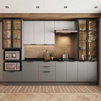 Cozinha Completa Lumina 13 Portas 4 Gavetas com Vidro Cinza - Telasul