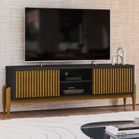 Rack para TV Até 55 Polegadas Di Luna 2 Portas 1 Prateleira Preto/Cedro - Pnr Móveis