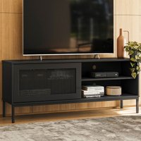 Rack para TV Até 55 Polegadas Heron Com 1 Porta Preto - Panorama Móveis