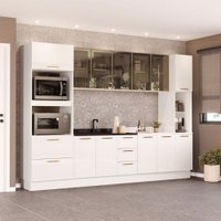 Cozinha Completa Amara 13 Portas 4 Gavetas com Vidro 40250776 Branco - Politorno
