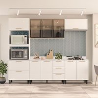 Cozinha Completa Amara 10 Portas 4 Gavetas com Vidro 40250783 Branco - Politorno