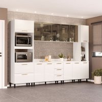 Cozinha Completa Amara 13 Portas 4 Gavetas com Vidro 40250775 Branco - Politorno
