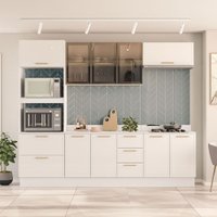 Cozinha Completa Amara 10 Portas 4 Gavetas com Vidro 40250782 Branco - Politorno