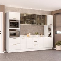 Cozinha Completa Amara 13 Portas 4 Gavetas com Vidro Branco - Politorno