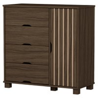 Comoda 4 Gavetas 1 Portas MDF 81 cm Bela Chocolate Decmade