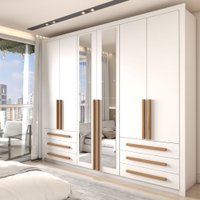 Guarda-Roupa Casal Severo Plus 6 Portas 6 Gavetas com Espelho Branco - Panorama Móveis