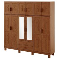 Guarda Roupa Casal Madeira Macica Taeda 12 Portas 225 cm 1242C Castanho Festra