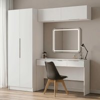Conjunto Quarto 1 Penteadeira 2 Aéreos 1 Guarda-Roupa 2 Portas Neo Branco Madesa