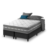 Cama Box King Bipartido Preto + Colchão Molas Ensacadas Zidi Miami 193x203x59cm
