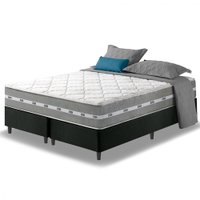 Cama Box King Preto e Colchão Molas Ensacadas Miami 193x203x59cm