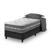 Cama Box Solteiro King Preto + Colchão Molas Ensacadas Zidi Miami 96x203x59cm