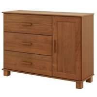 Comoda 3 Gavetas 1 Porta 117 cm Madeira Macica Taeda 1139C Castanho Festra