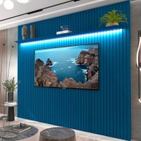 Painel para TV Até 85 Polegadas Nobre 1 Prateleira Ripado 100% Mdf Azul Royal - Gelius