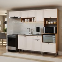 Cozinha Compacta Essência Frizz 9 Portas 1 Gaveta 100% Mdf Cm0120 Cinamomo Fosco/Branco - Genialflex