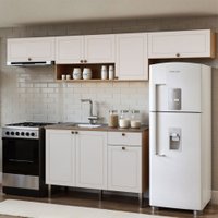 Cozinha Compacta Essência Frizz 8 Portas 1 Gaveta 100% Mdf Cm0116 Cinamomo Fosco/Branco - Genialflex