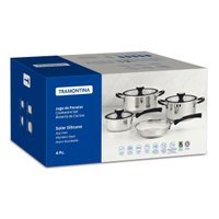 Jogo de Panelas Tramontina Solar Silicone em Aço Inox com Fundo Triplo Com 4 Peças