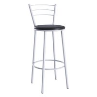 Banqueta Alta Aço com Assento Estofado Multimóveis CR50261 Branco/Preto