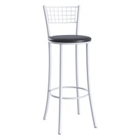 Banqueta Alta Aço com Assento Estofado Multimóveis CR50263 Branco/Preto