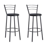 Kit 2 Banquetas Altas Aço com Assento Estofado Multimóveis CR50260 Preto