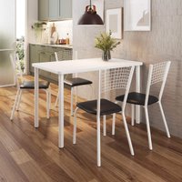 Conjunto Mesa de Jantar com 4 Cadeiras Multimóveis CR50265 Branco/Preto