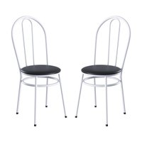 Kit 2 Cadeiras de Jantar Aço com Assento Estofado Multimóveis CR50270 Branco/Preto