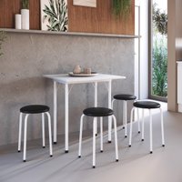 Conjunto Mesa de Jantar Dobrável com 4 Banquetas Multimóveis CR50267 Branco/Preto