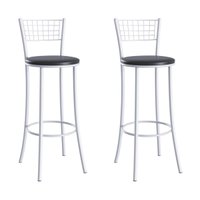 Kit 2 Banquetas Altas Aço com Assento Estofado Multimóveis CR50262 Branco/Preto
