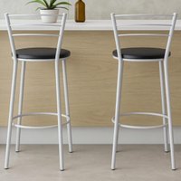 Kit 2 Banquetas Altas Aço com Assento Estofado Multimóveis CR50260 Branco/Preto
