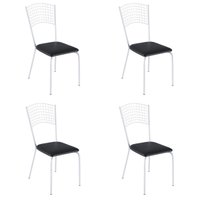 Kit 4 Cadeiras de Jantar Aço com Assento Estofado Multimóveis CR50273 Branco/Preto