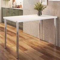 Mesa de Jantar Retangular 4 Lugares Multimóveis CR50269 Cromado/Branco