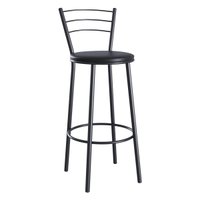Banqueta Alta Aço com Assento Estofado Multimóveis CR50261 Preto