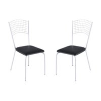 Kit 2 Cadeiras de Jantar Aço com Assento Estofado Multimóveis CR50268 Branco/Preto