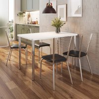 Conjunto Mesa de Jantar com 4 Cadeiras Multimóveis CR50265 Cromado/Branco/Preto
