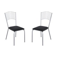 Kit 2 Cadeiras de Jantar Aço com Assento Estofado Multimóveis CR50268 Cromado/Preto