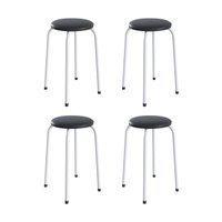 Kit 4 Banquetas Baixas com Assento Estofado Multimóveis CR50264 Branco/Preto