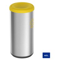 Lixeira Inox Tramontina Piemonte Tampa Basculante Amarela em Polipropileno 40 L