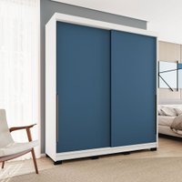 Guarda-Roupa Casal Madri 2 Portas 2 Gavetas Azul/Branco - Politorno