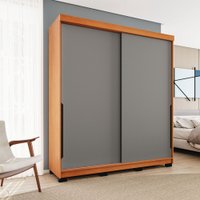 Guarda-Roupa Casal Madri 2 Portas 2 Gavetas Cinza/Freijó - Politorno